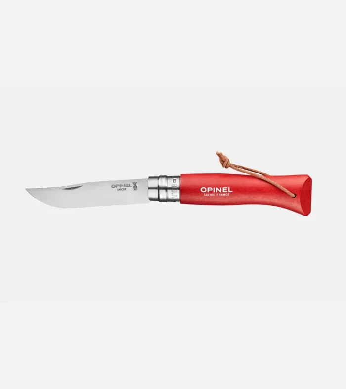Navaja Opinel No. 08 Colorama Rojo | Navaja Plegable de Acero Inoxidable