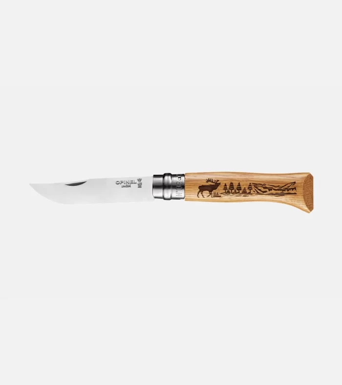 Navaja Opinel N°08 Animalia Ciervo | Cuchillo Outdoor Grabado en Madera